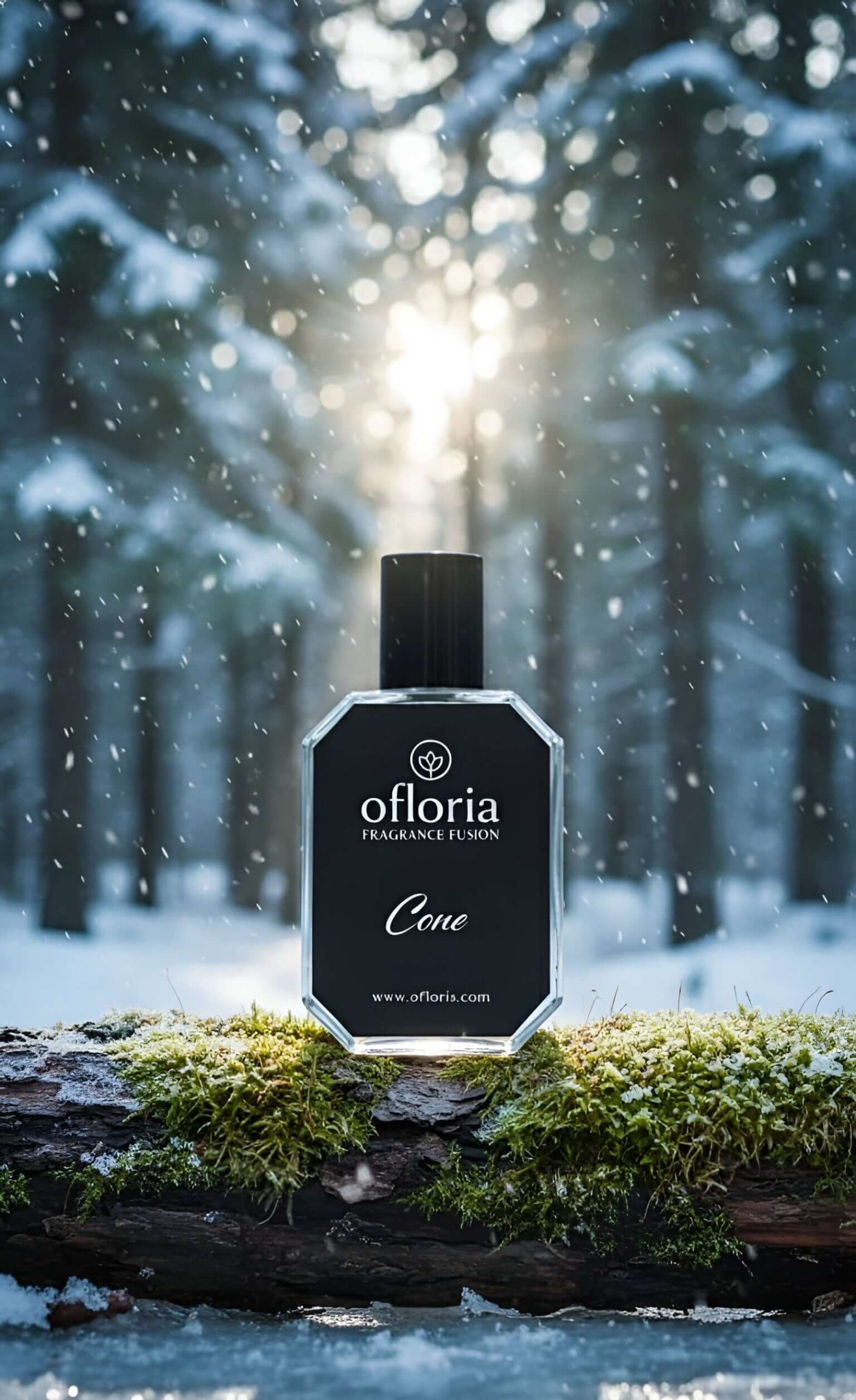 Ofloria Cone Eau De Parfum bottle and box set on white background